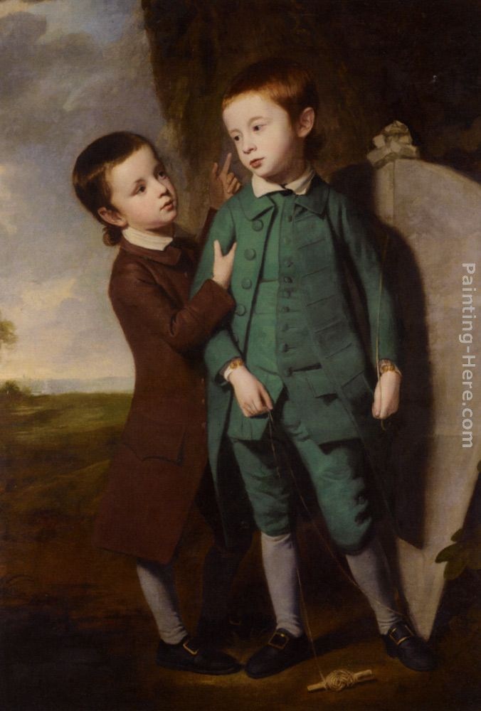 George Romney Portrait of Two Boys with a Kite